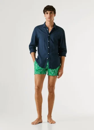 Badeshorts mit Blattmuster