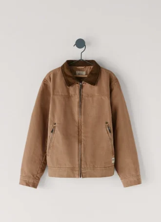 Baumwoll-Canvas-Jacke mit Hemdkragen
