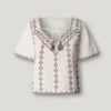 Bestickte Bluse mit V-Ausschnitt Bestickte Bluse mit V-Ausschnitt
