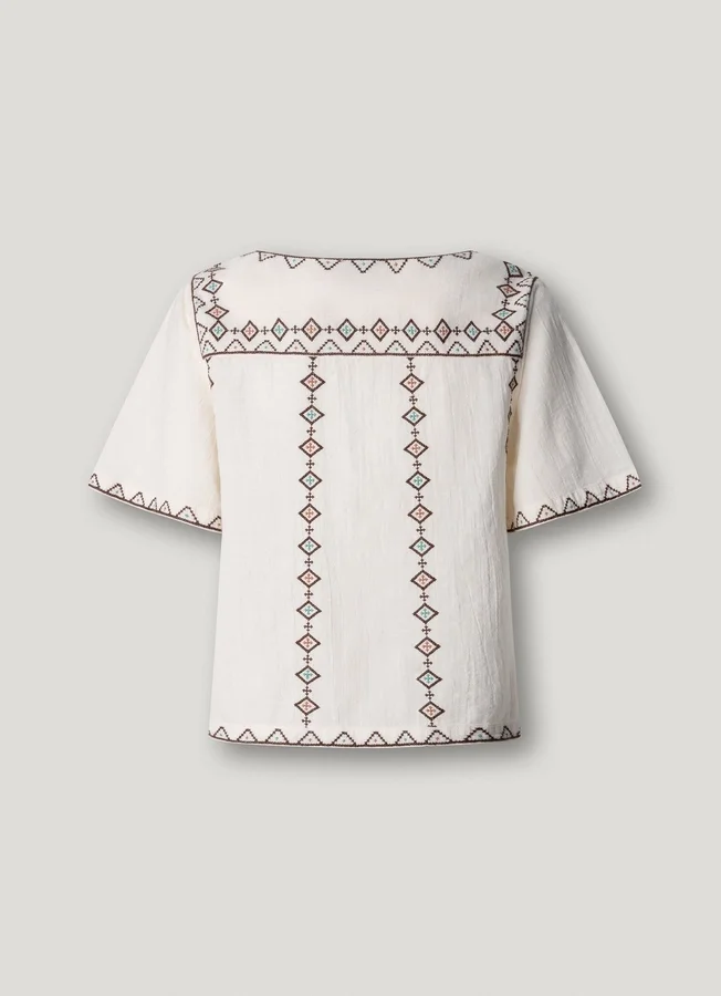 Bestickte Bluse mit V-Ausschnitt Bestickte Bluse mit V-Ausschnitt