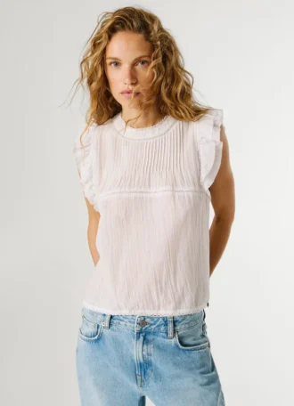 Bluse mit Plissee-Details