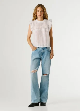 Bluse mit Plissee-Details