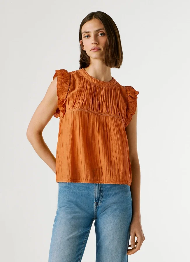 Bluse mit Plissee-Details Bluse mit Plissee-Details
