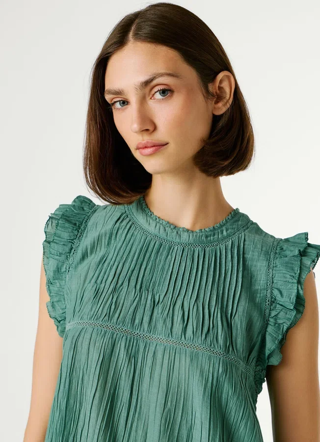 Bluse mit Plissee-Details Bluse mit Plissee-Details