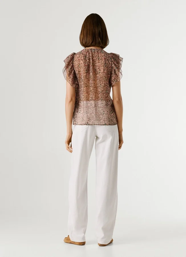 Bluse mit V-Ausschnitt und Rüschen Bluse mit V-Ausschnitt und Rüschen