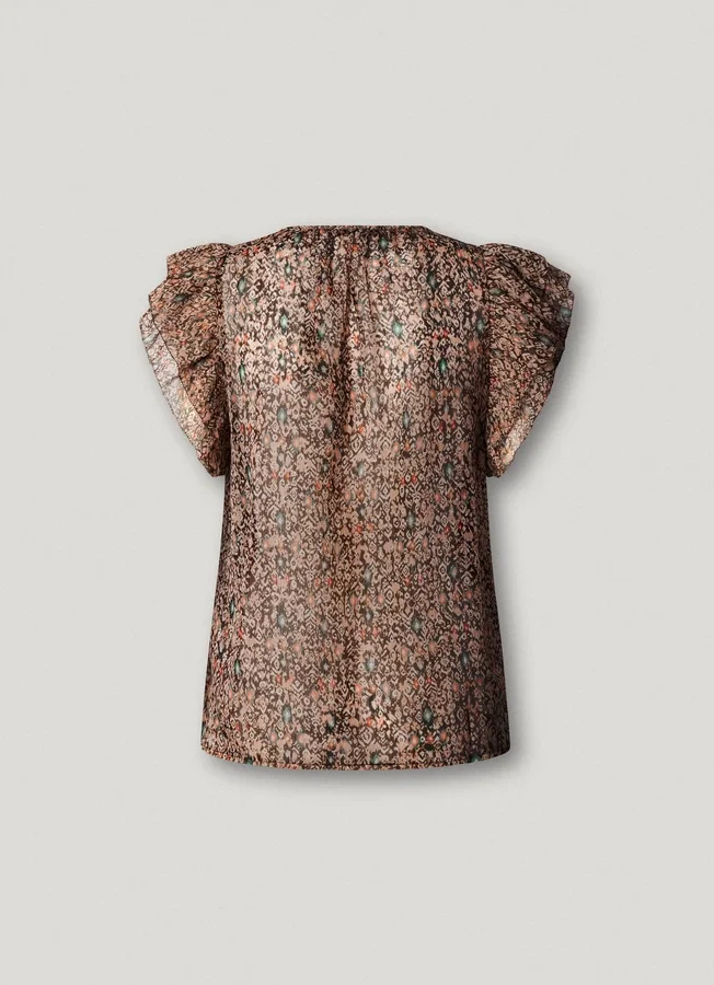 Bluse mit V-Ausschnitt und Rüschen Bluse mit V-Ausschnitt und Rüschen