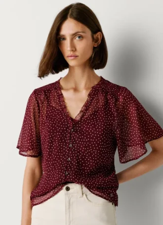 Chiffonbluse mit Polka-Dot-Print