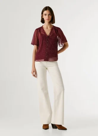 Chiffonbluse mit Polka-Dot-Print