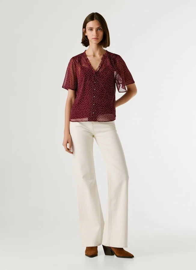 Chiffonbluse mit Polka-Dot-Print Chiffonbluse mit Polka-Dot-Print