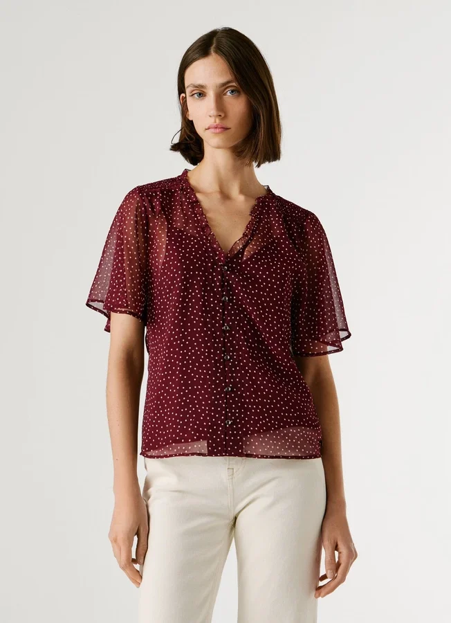 Chiffonbluse mit Polka-Dot-Print Chiffonbluse mit Polka-Dot-Print