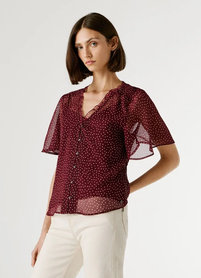 Chiffonbluse mit Polka-Dot-Print Chiffonbluse mit Polka-Dot-Print
