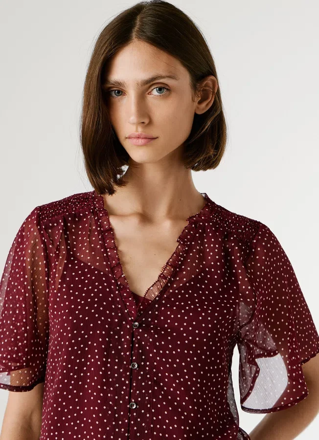 Chiffonbluse mit Polka-Dot-Print Chiffonbluse mit Polka-Dot-Print