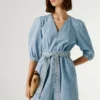 Denim-Minikleid mit V-Ausschnitt