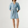 Denim-Minikleid mit V-Ausschnitt