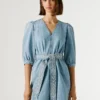 Denim-Minikleid mit V-Ausschnitt