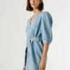 Denim-Minikleid mit V-Ausschnitt