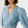 Denim-Minikleid mit V-Ausschnitt