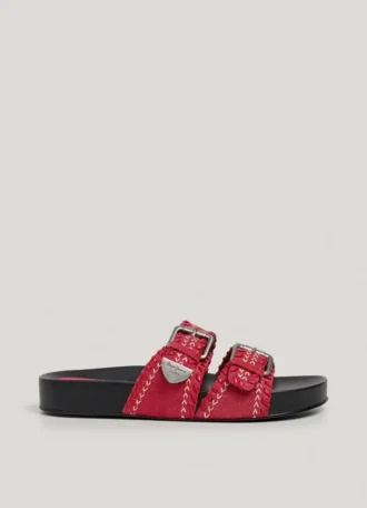 Flache Sandalen mit doppelter Schnalle