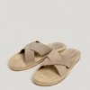 Flache Sandalen mit gekreuzten Riemen