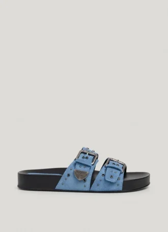 Flache Wildledersandalen