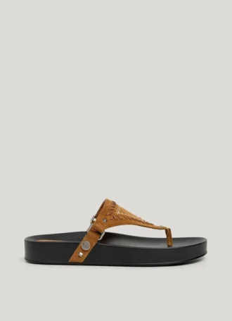 Flache Wildledersandalen