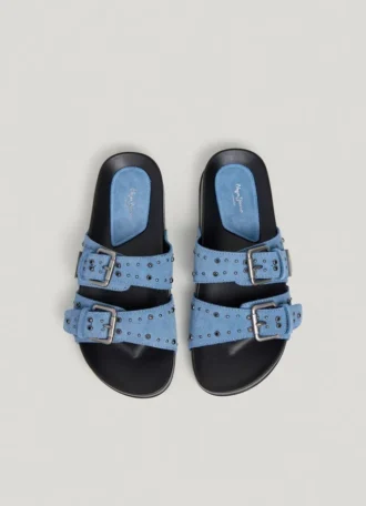 Flache Wildledersandalen