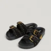 Flache Wildledersandalen