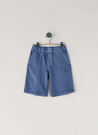Fleece-Shorts mit aufgedrucktem Logo