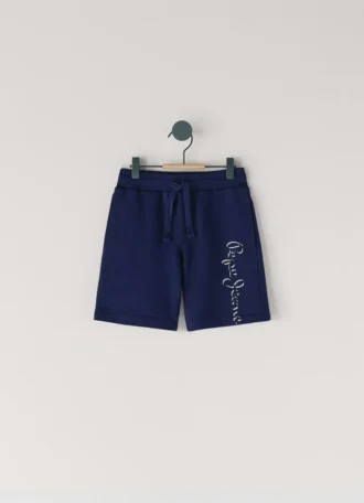 Fleece-Shorts mit aufgedrucktem Logo