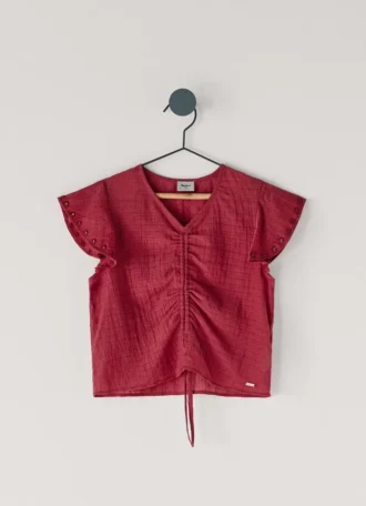 Fließende Bluse mit Ajour-Details