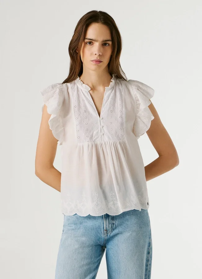 Fließende Bluse mit Schmetterlingsärmeln Fließende Bluse mit Schmetterlingsärmeln