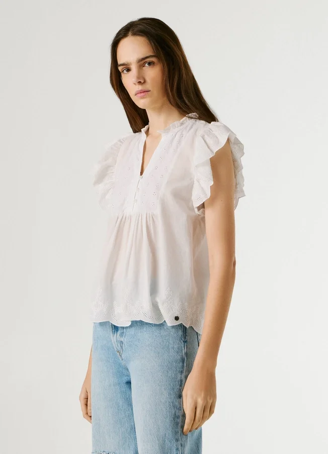Fließende Bluse mit Schmetterlingsärmeln Fließende Bluse mit Schmetterlingsärmeln