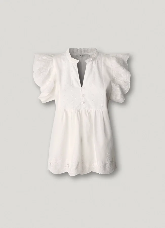 Fließende Bluse mit Schmetterlingsärmeln Fließende Bluse mit Schmetterlingsärmeln