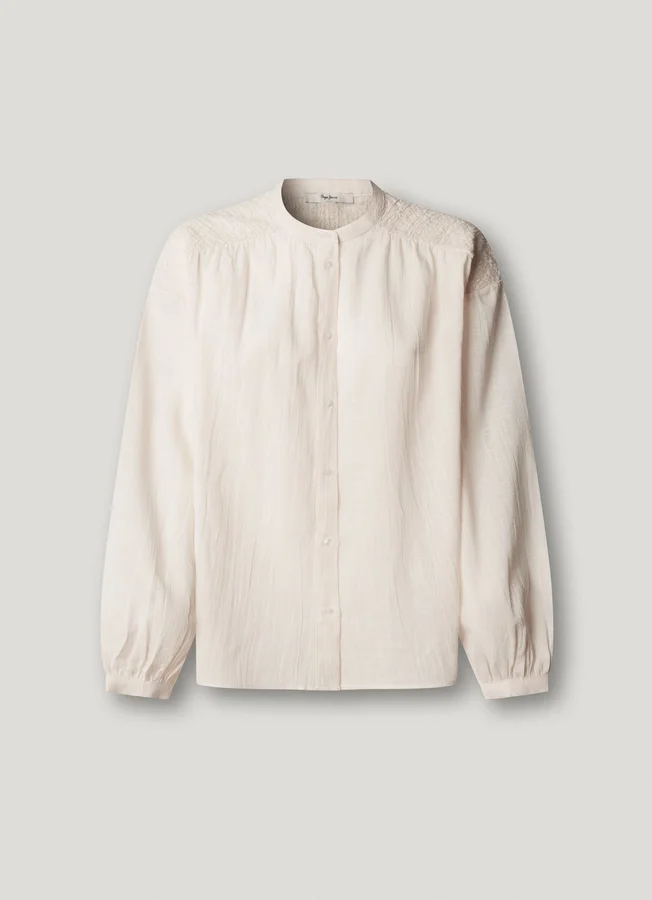 Fließende Bluse mit Stehkragen Fließende Bluse mit Stehkragen
