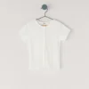 Geripptes T-Shirt mit Knopfleiste