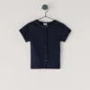 Geripptes T-Shirt mit Knopfleiste