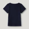 Geripptes T-Shirt mit Knopfleiste