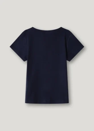 Geripptes T-Shirt mit Knopfleiste