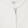 Geripptes T-Shirt mit Knopfleiste