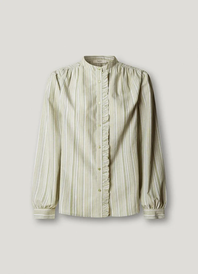 Gestreifte Bluse mit Stehkragen Gestreifte Bluse mit Stehkragen