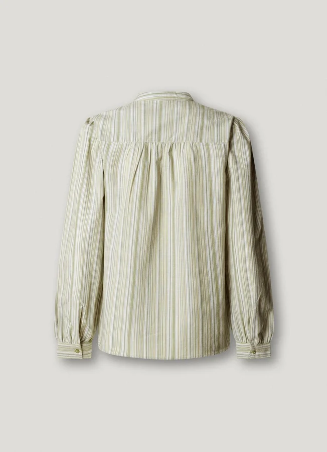 Gestreifte Bluse mit Stehkragen Gestreifte Bluse mit Stehkragen