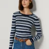 Gestreifter Rippstrickpullover