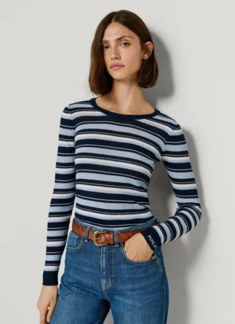 Gestreifter Rippstrickpullover