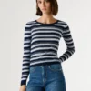 Gestreifter Rippstrickpullover