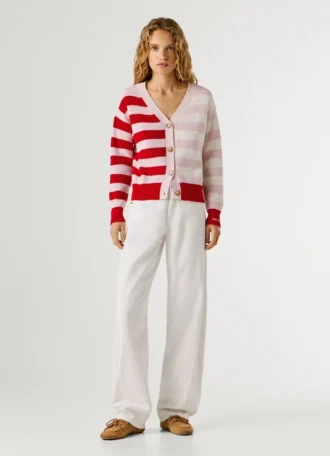 Gestreifter Strickcardigan