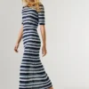 Gestreiftes Maxikleid aus Rippstrick