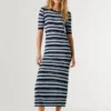 Gestreiftes Maxikleid aus Rippstrick