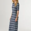 Gestreiftes Maxikleid aus Rippstrick