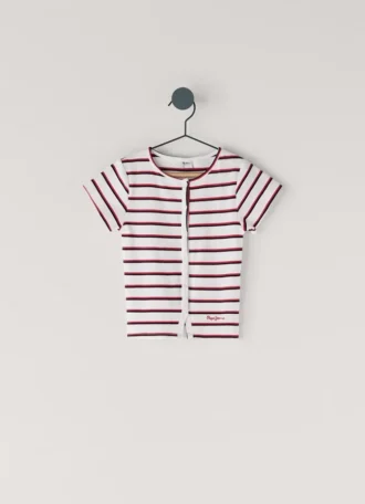 Gestreiftes T-Shirt mit Rippstrick
