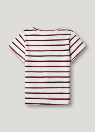 Gestreiftes T-Shirt mit Rippstrick
